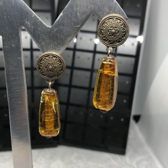 Bundle lot 2 vintage art glass statement earrings. - Picture 4 of 6